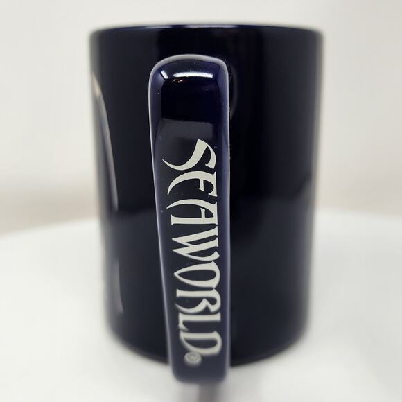 Sea World Etched Penguin Coffee Mug Navy Blue White Accent Logo on Handle NWT - Picture 2 of 8